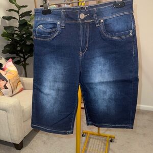 Dark Blue Denim Shorts